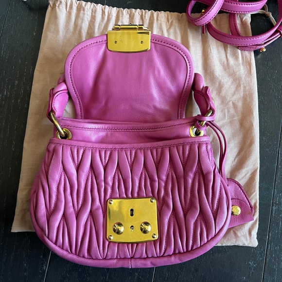 MIU MIU Miu Coffer pink matelasse nappa leather handbag crossbody bag w/dust bag - Picture 7 of 16